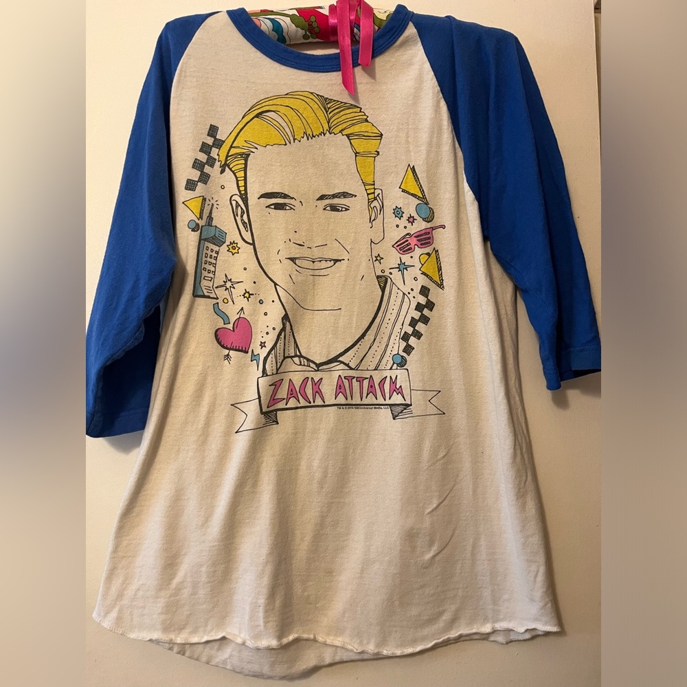 Mighty fine 80s Saved by the Bell Zack attack raglan tee t-shirt S